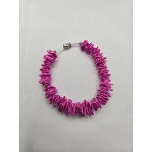 Pink Puka Shell Bracelet Choker Unisex Hawaiian Chip Surfer Beach Jewelry